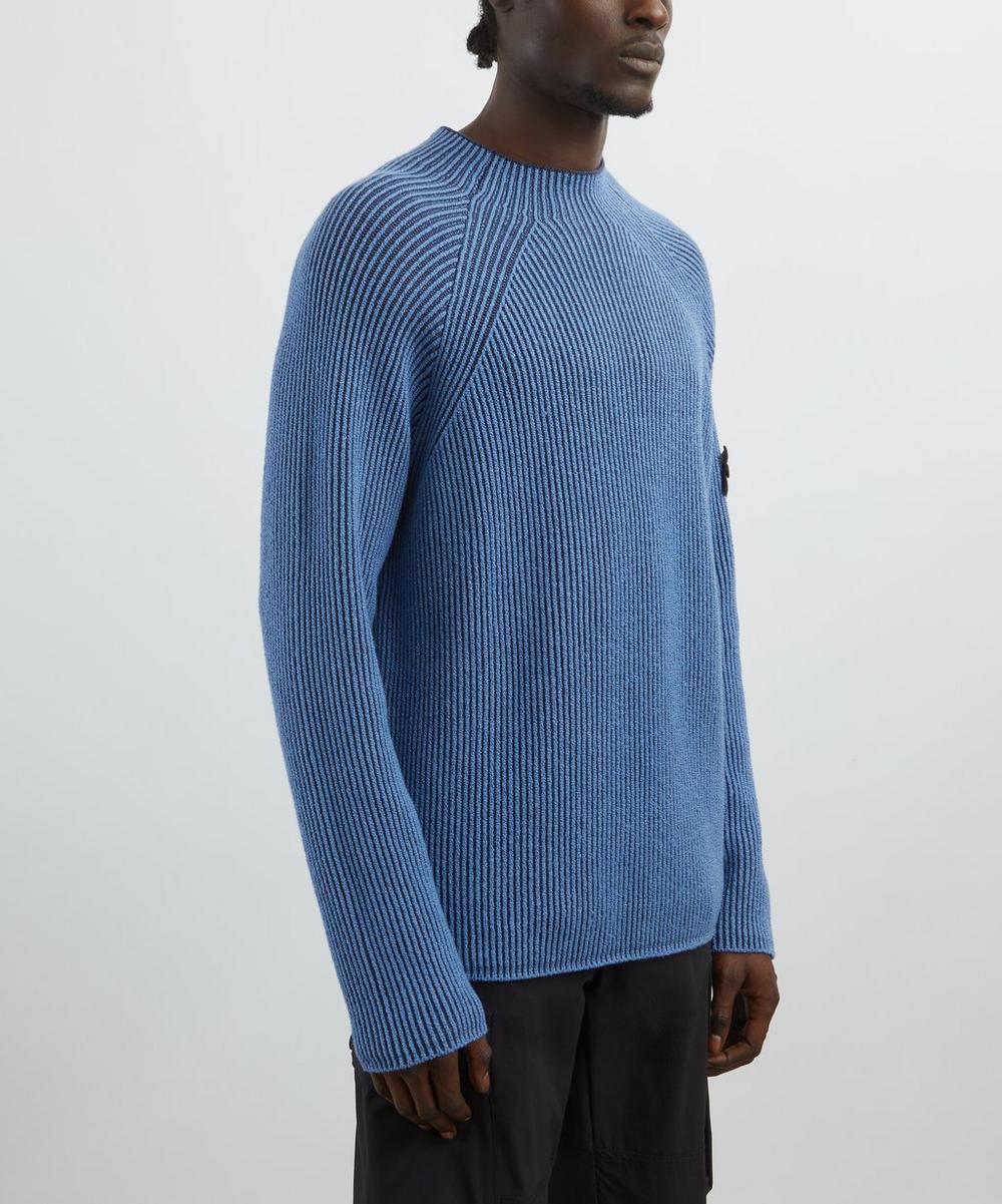 Liberty London Stone Island Blue Rib-Knit Jumper