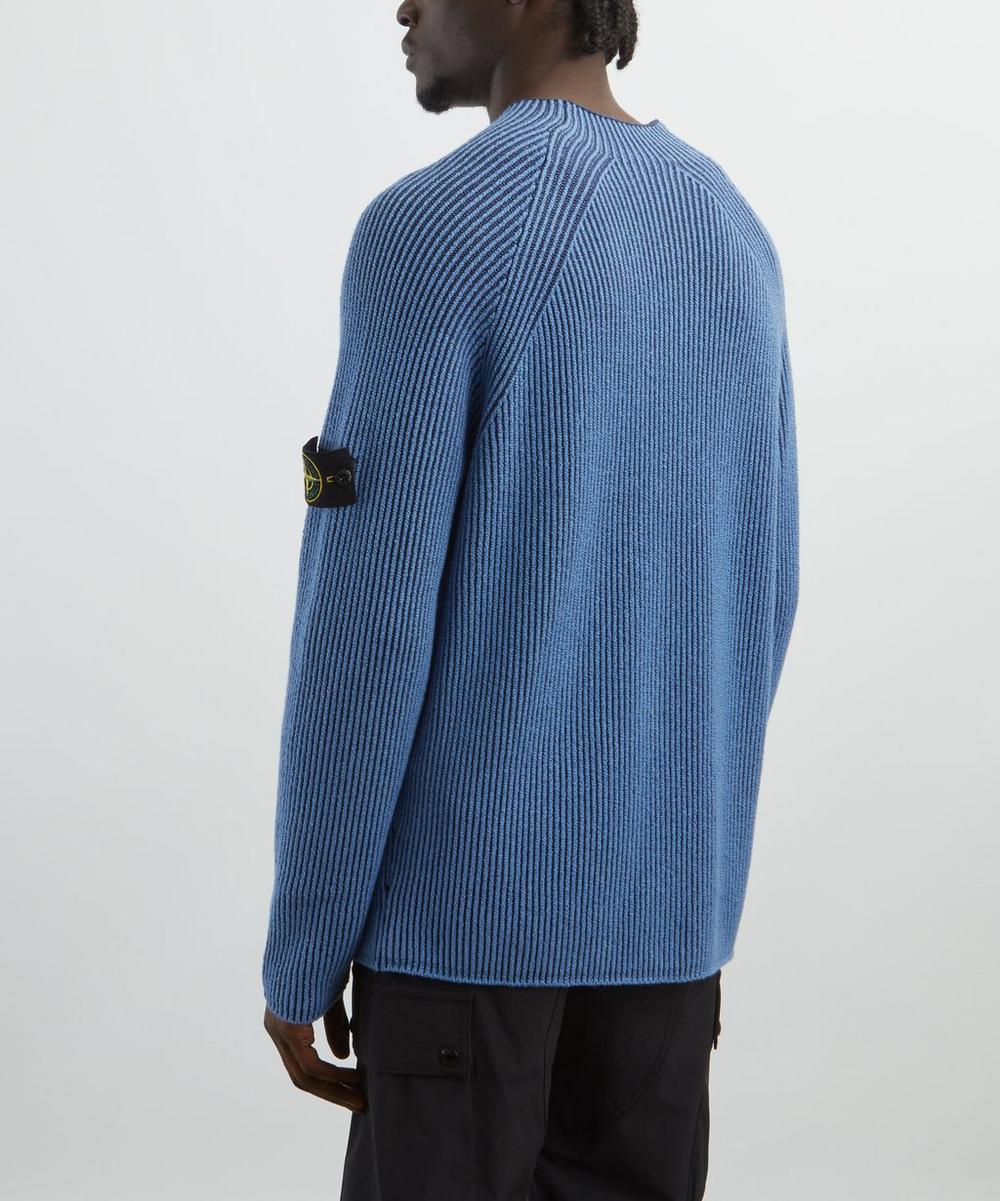 Liberty London Stone Island Blue Rib-Knit Jumper