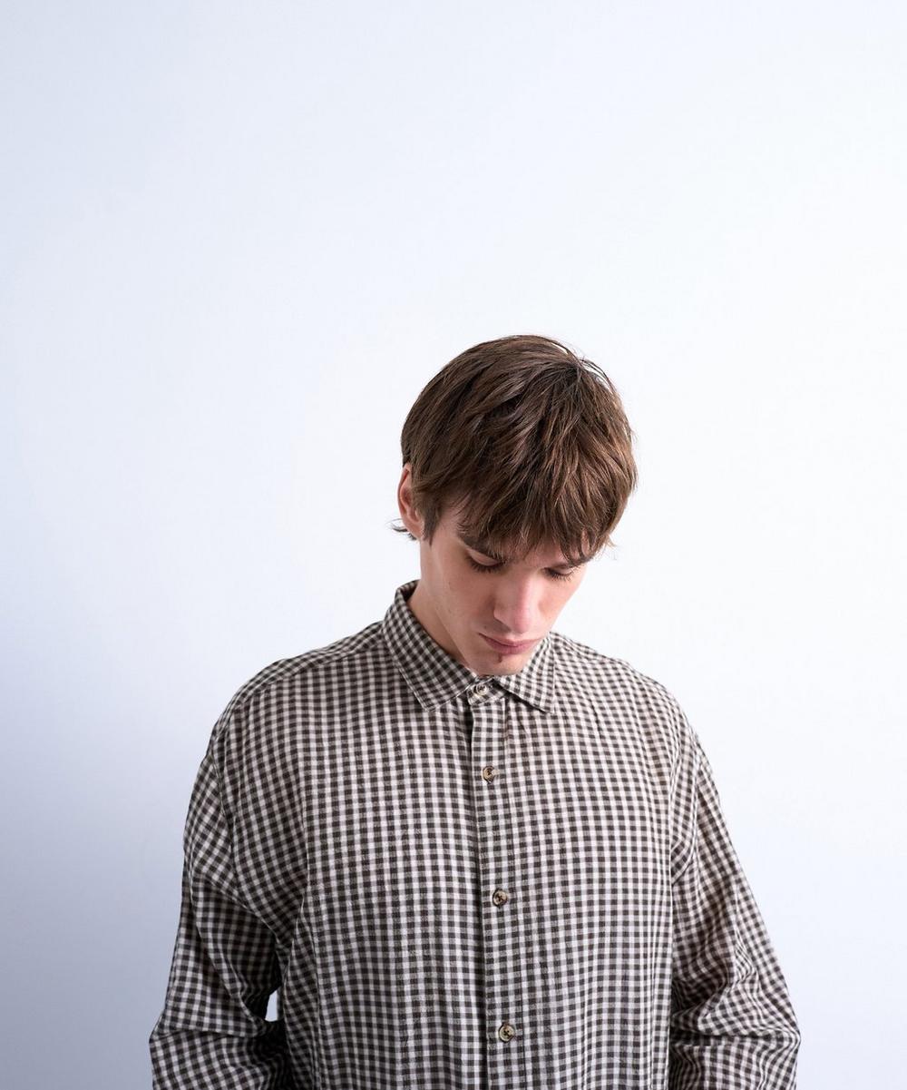 Liberty London TOPMAN Brown Textured Gingham Shirt