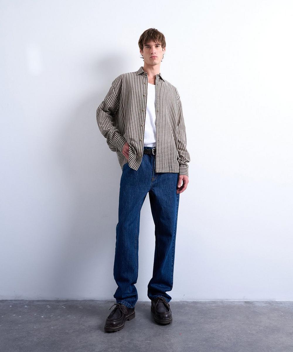 liberty london TOPMAN Brown Textured Gingham Shirt