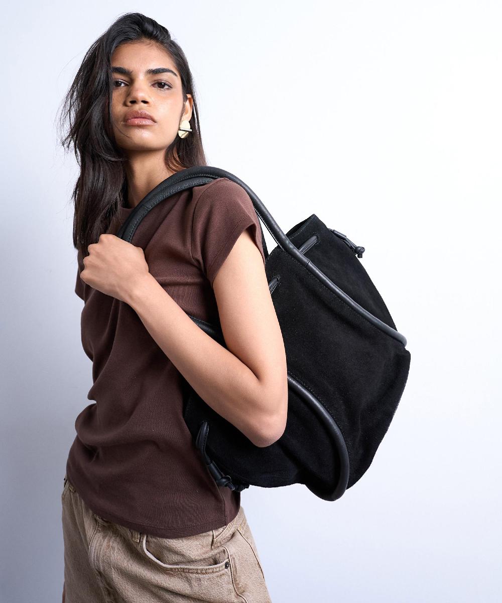 Liberty London TOPSHOP Red Sena Suede Shoulder Bag