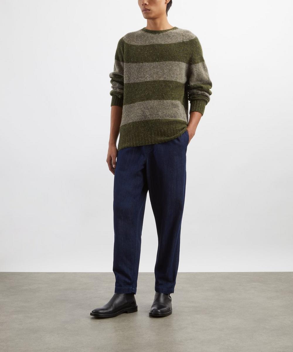 liberty london YMC Green Suedehead Stripe Jumper