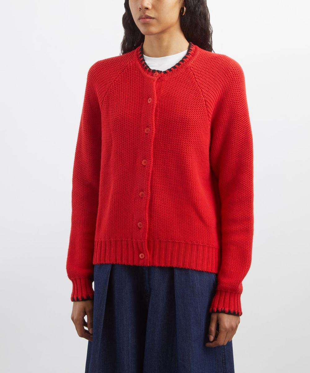 Liberty London YMC Red Lotus Lambswool Cardigan