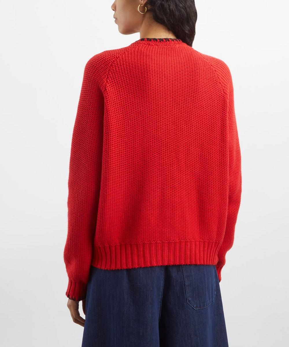 Liberty London YMC Red Lotus Lambswool Cardigan