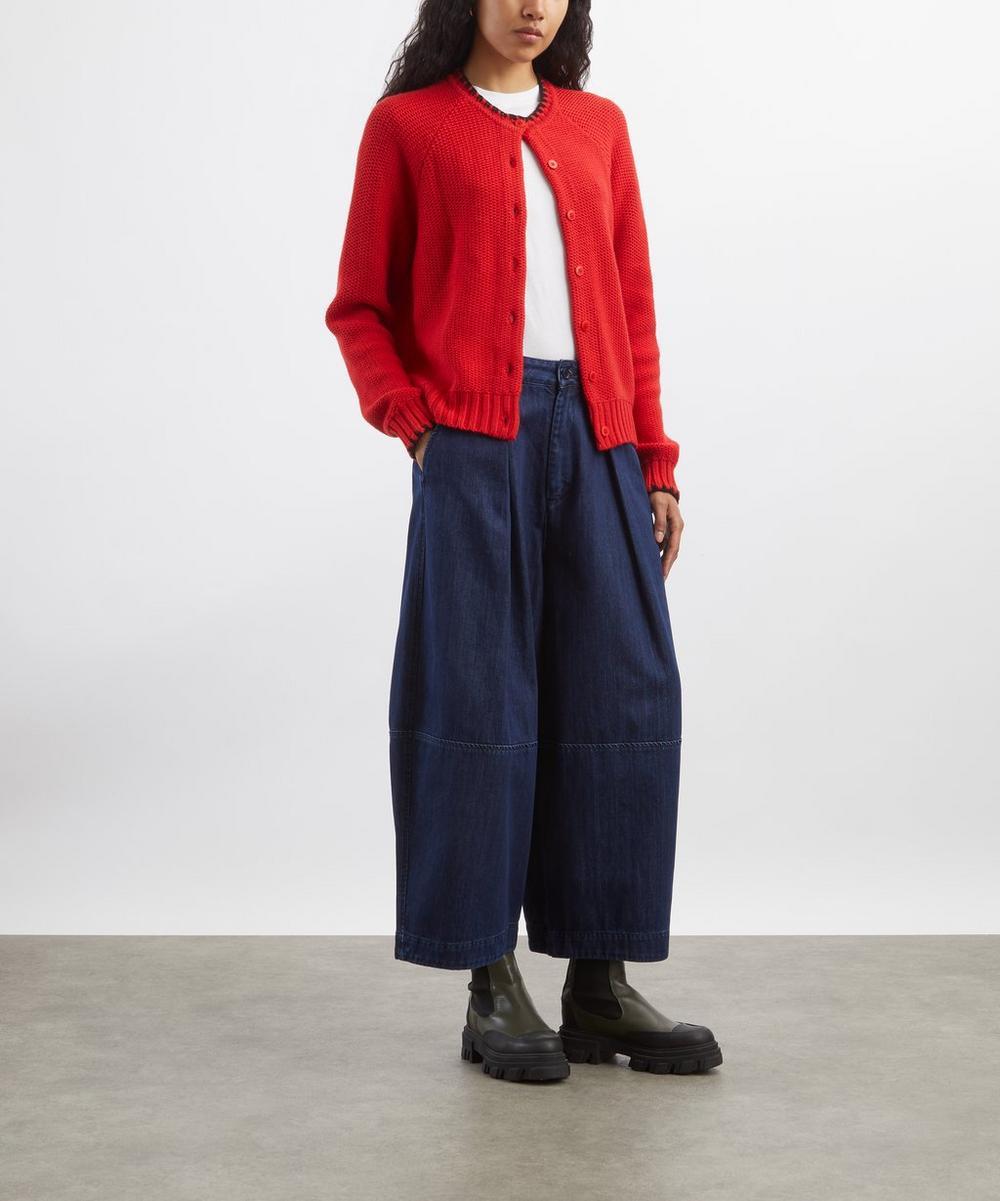 liberty london YMC Red Lotus Lambswool Cardigan