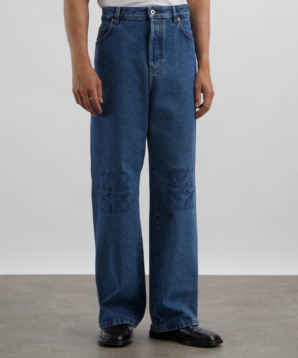 Liberty London Loewe Mid-Blue Anagram-Embroidered Baggy Jeans