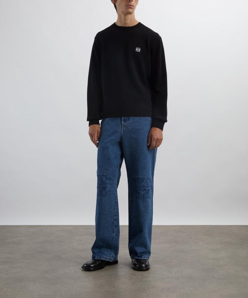 liberty london Loewe Mid-Blue Anagram-Embroidered Baggy Jeans