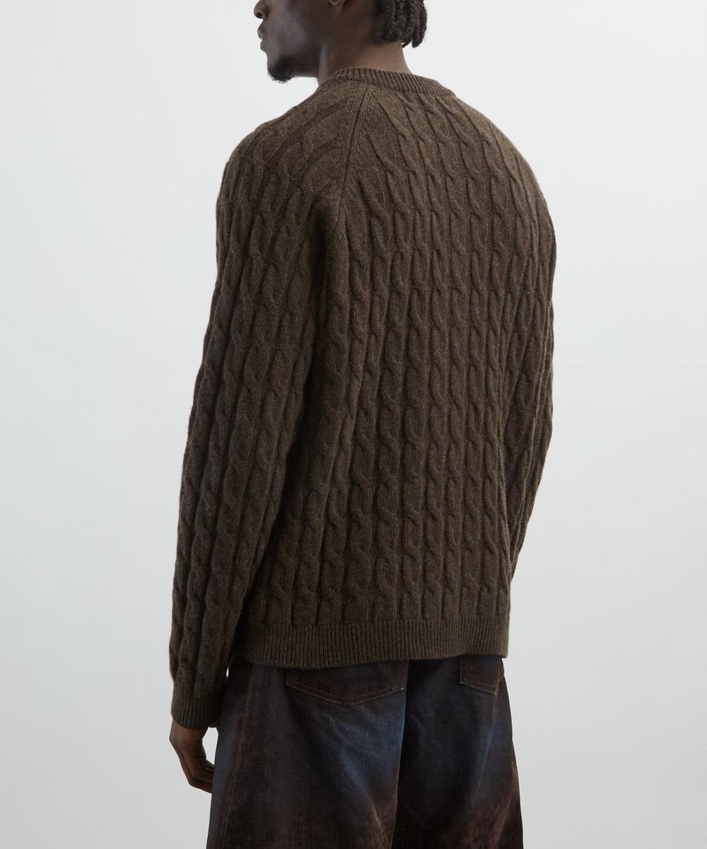 Liberty London Mfpen Brown Cable-Knit Editor Zip Jumper