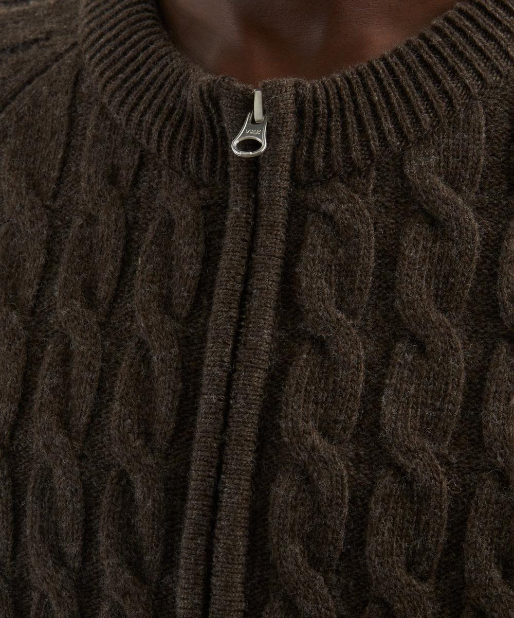 Liberty London Mfpen Brown Cable-Knit Editor Zip Jumper
