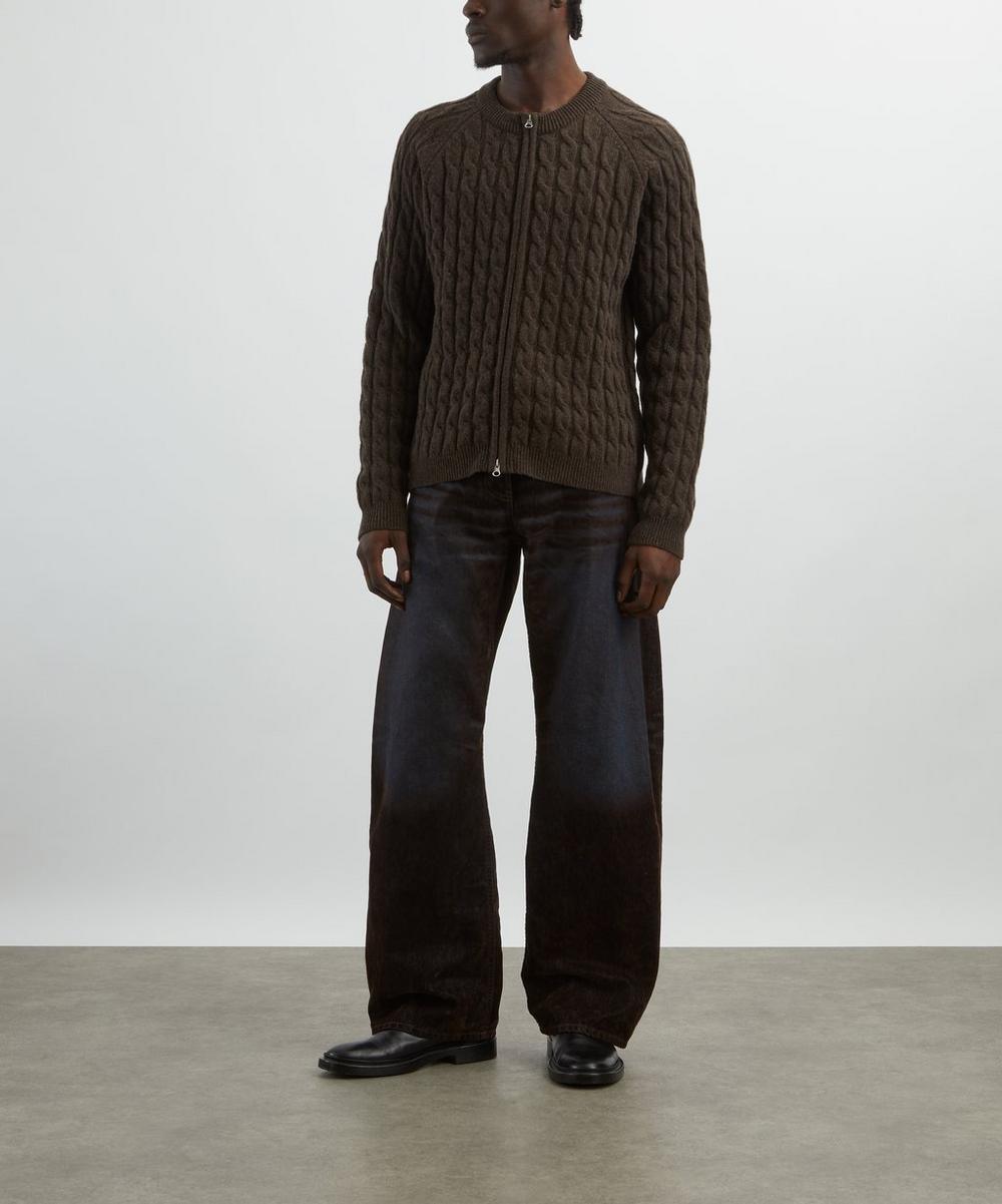 liberty london mfpen Brown Cable-Knit Editor Zip Jumper