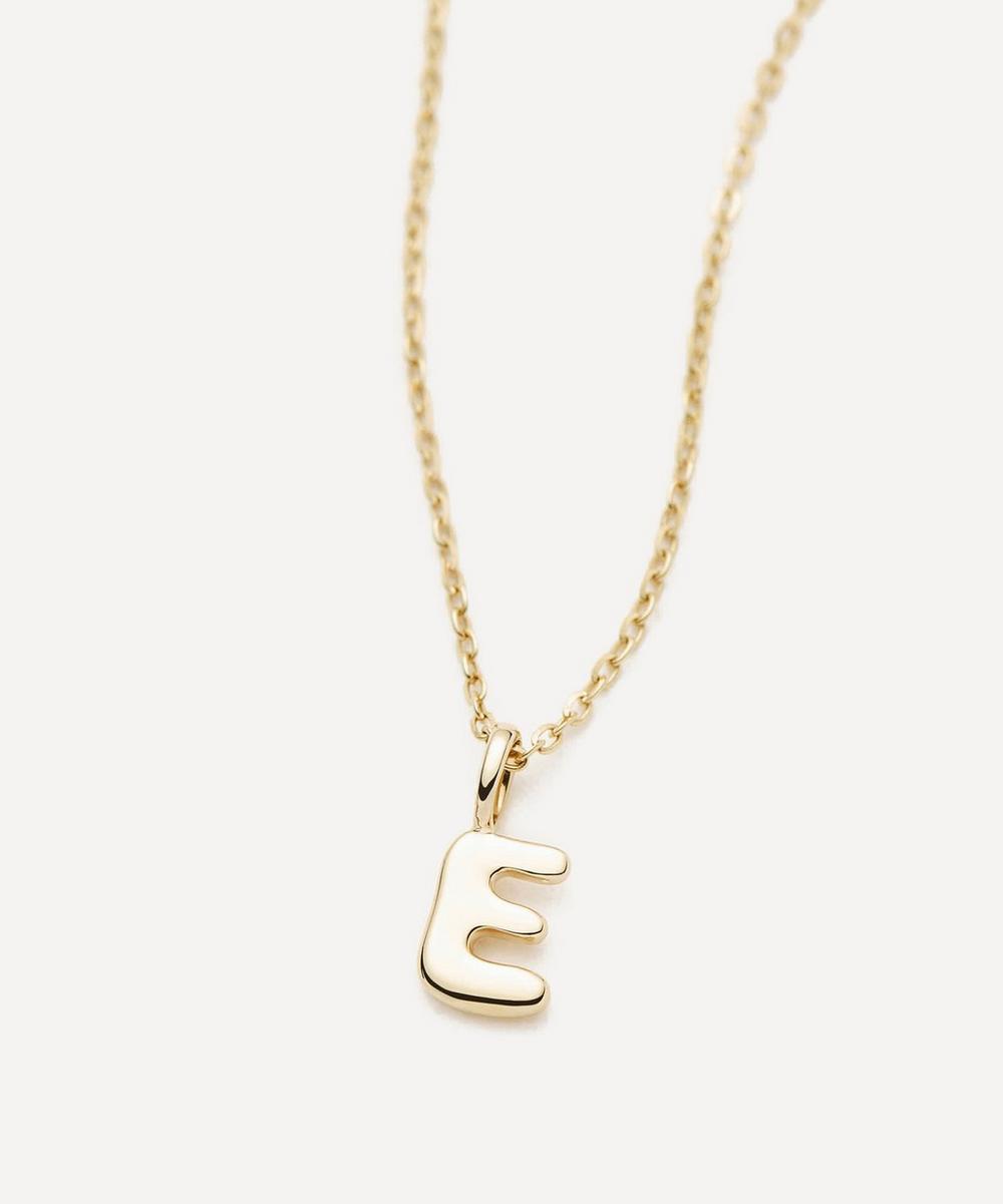 Liberty London Missoma 14ct Gold Fine Initial Mini E Pendant Necklace