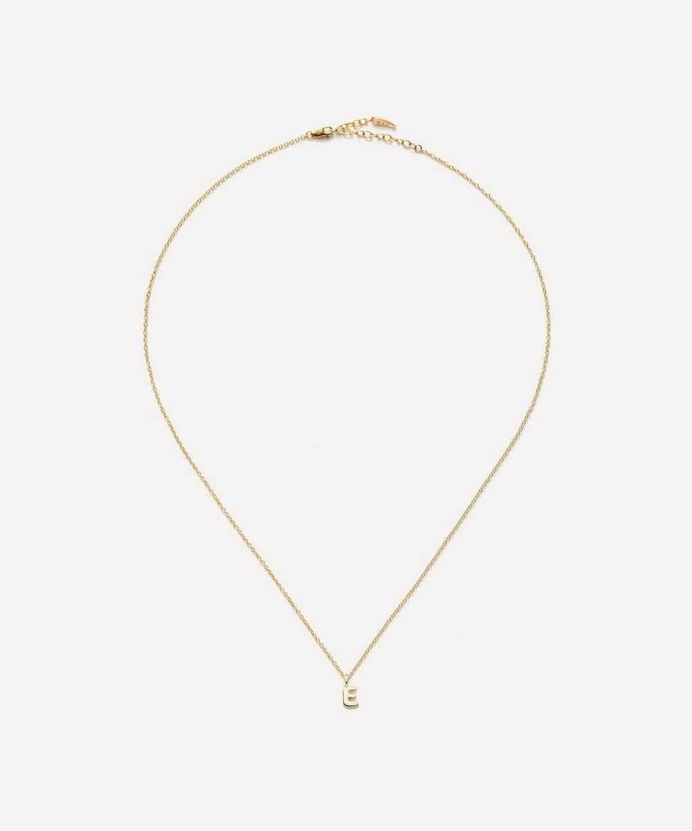 liberty london Missoma 14ct Gold Fine Initial Mini E Pendant Necklace