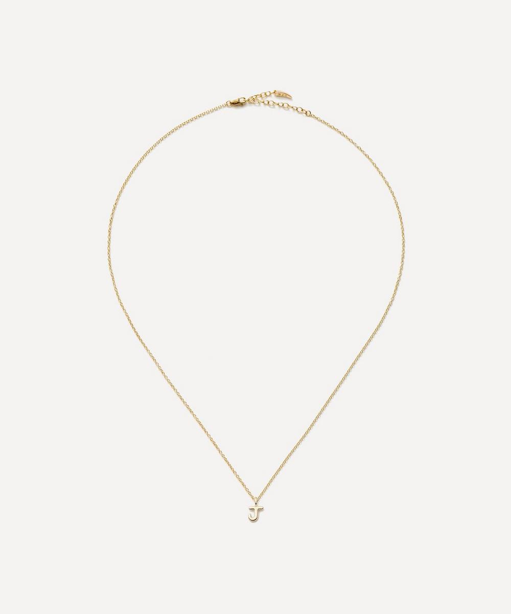 liberty london Missoma 14ct Gold Fine Initial Mini J Pendant Necklace