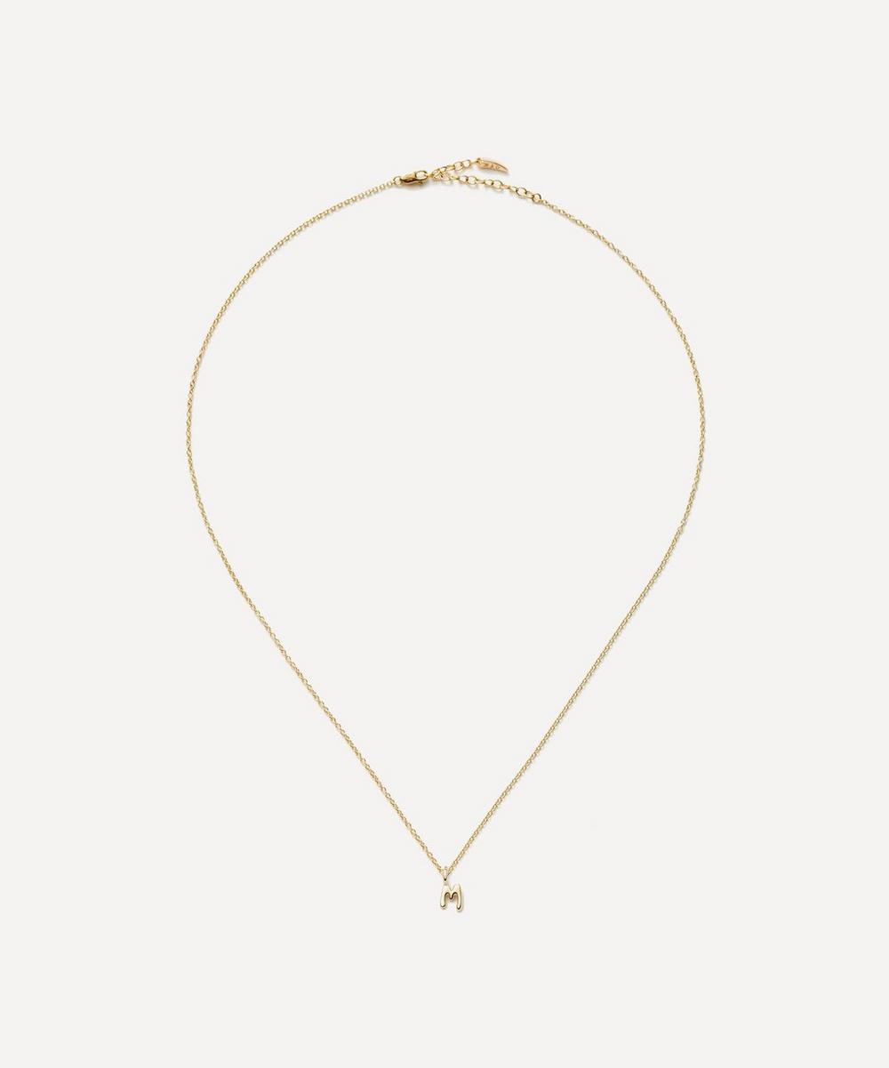 liberty london Missoma 14ct Gold Fine Initial Mini M Pendant Necklace