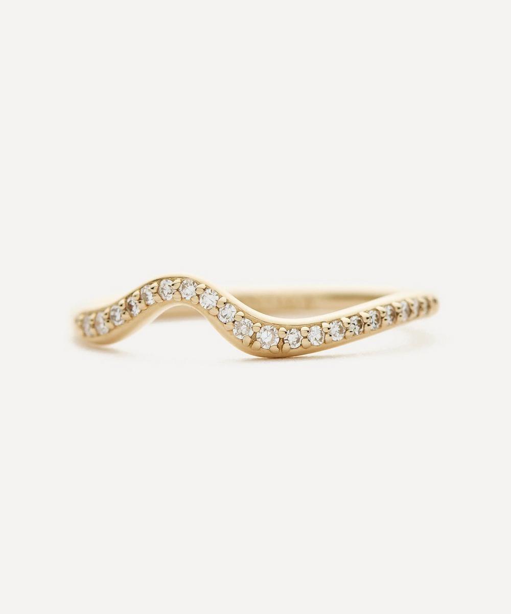liberty london Missoma 14ct Gold Molten Snow Fine Diamond Stacking Ring
