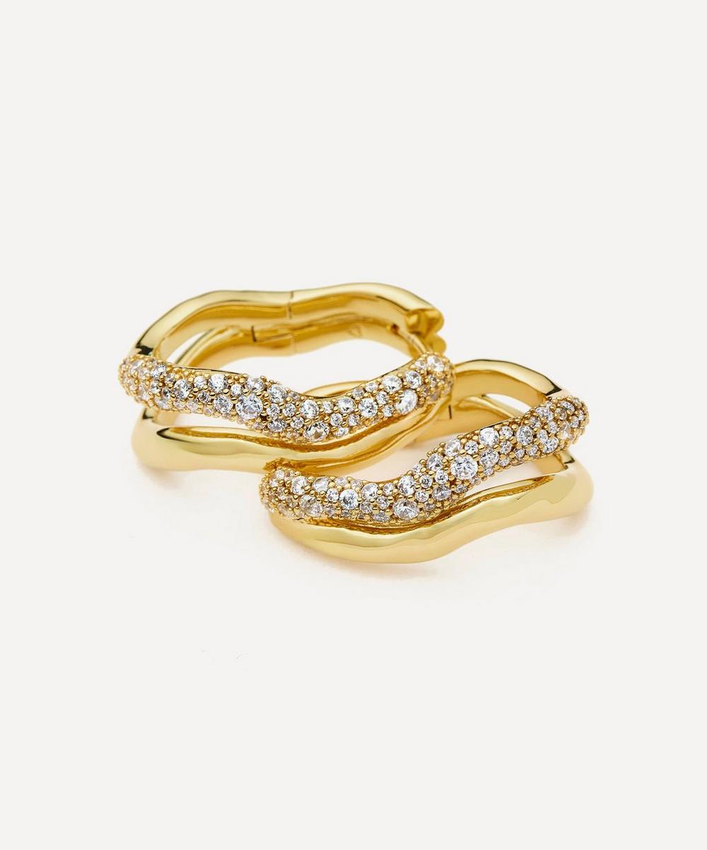 liberty london Missoma 18ct Gold-Plated Molten Snow Double Medium Hoop Earrings