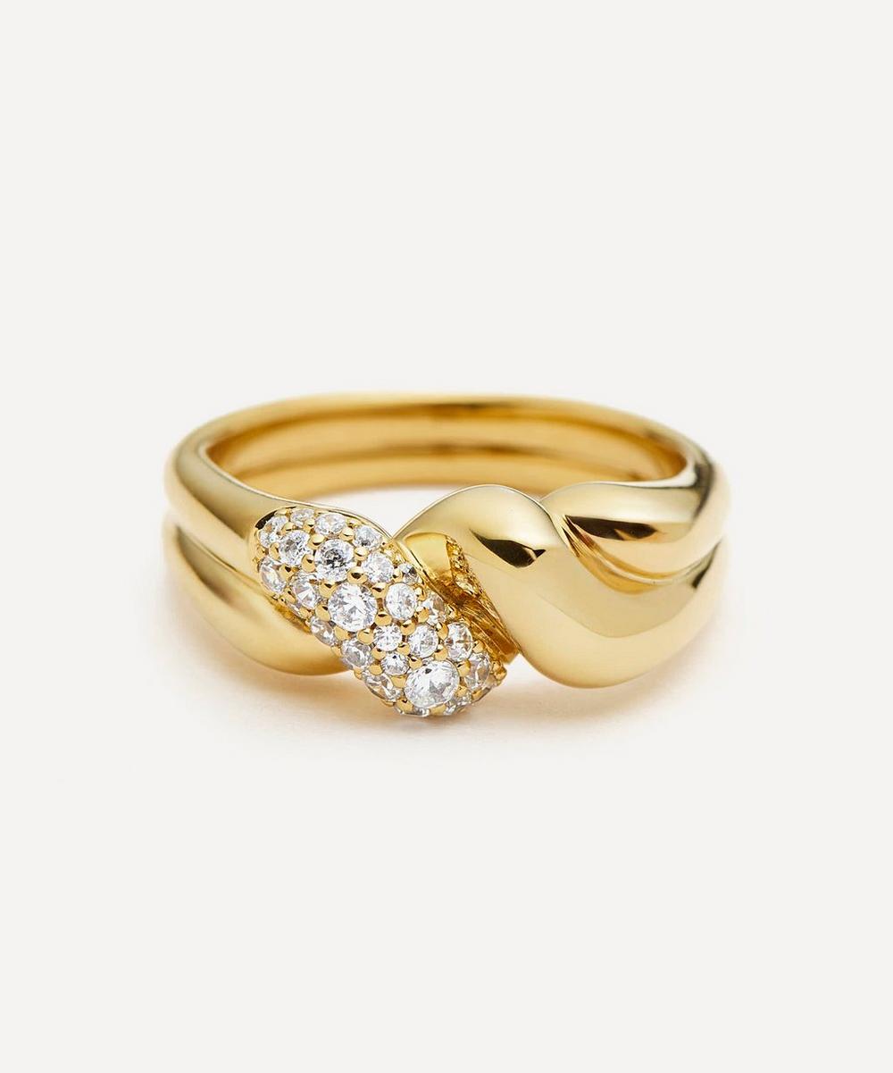 Liberty London Missoma 18ct Gold-Plated Molten Snow Double Statement Ring
