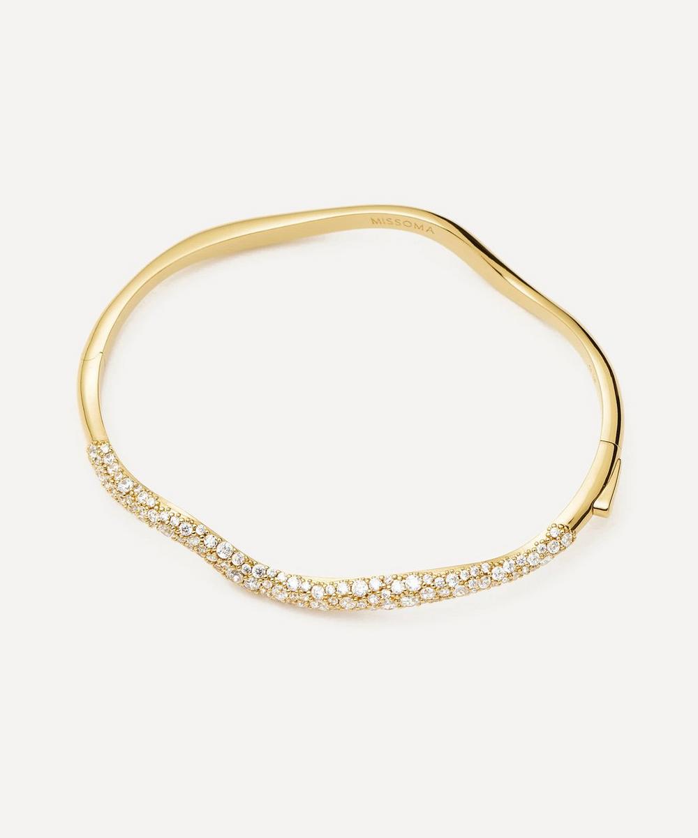 liberty london Missoma 18ct Gold-Plated Molten Snow Ripple Hinged Bangle Bracelet