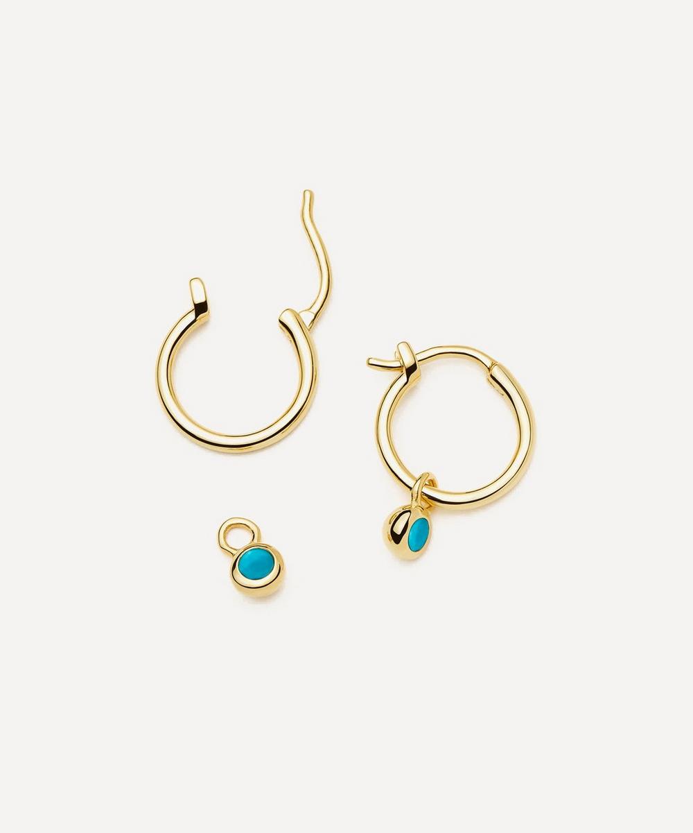 liberty london Missoma 18ct Gold-Plated Vermeil Silver December Birthstone Mini Charm Hoop Earrings