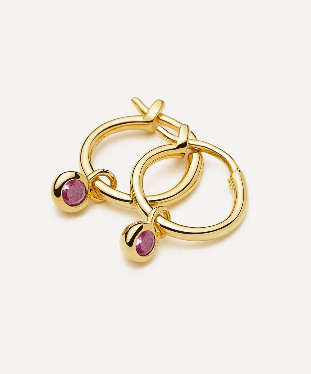 Liberty London Missoma 18ct Gold-Plated Vermeil Silver February Birthstone Mini Charm Hoop Earrings