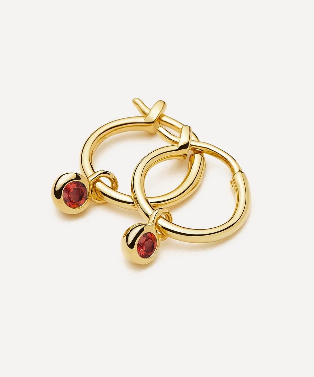 Liberty London Missoma 18ct Gold-Plated Vermeil Silver January Birthstone Mini Charm Hoop Earrings