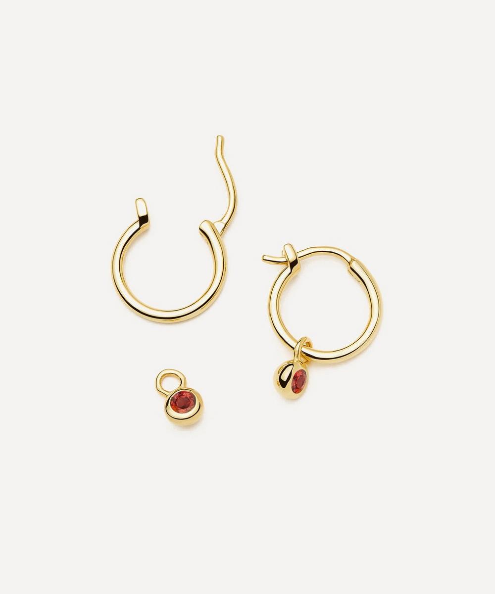 liberty london Missoma 18ct Gold-Plated Vermeil Silver January Birthstone Mini Charm Hoop Earrings