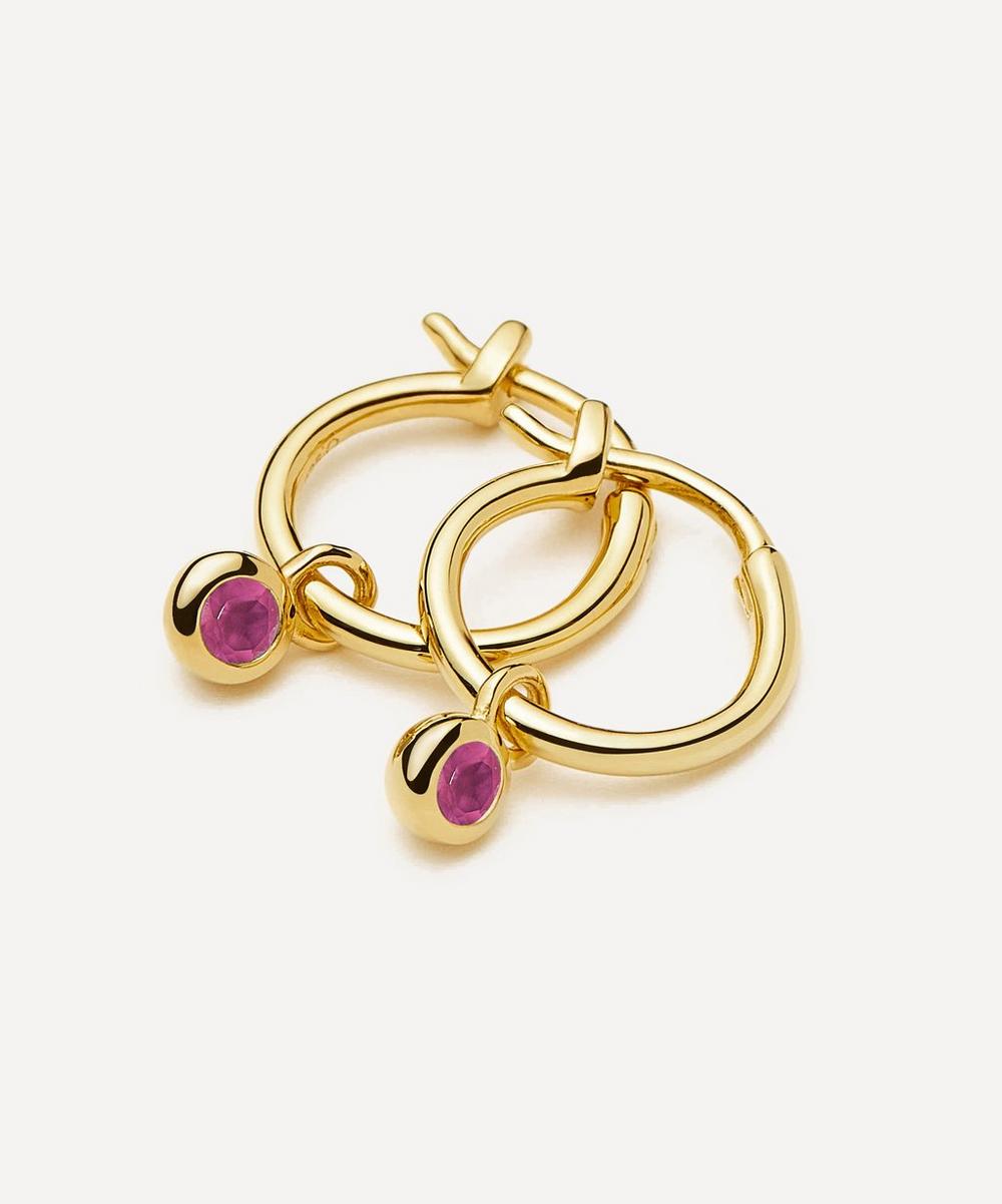 Liberty London Missoma 18ct Gold-Plated Vermeil Silver July Birthstone Mini Charm Hoop Earrings