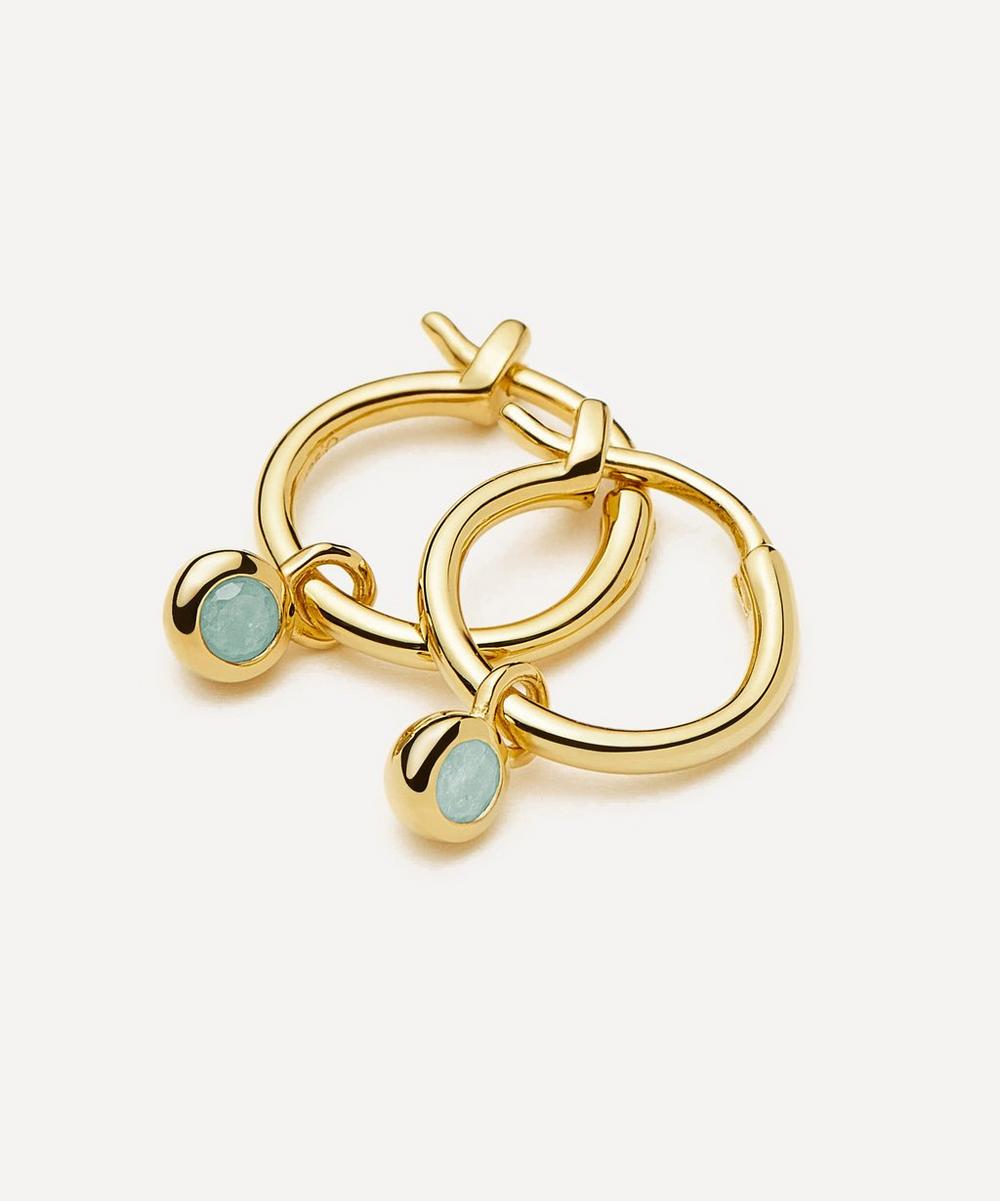 Liberty London Missoma 18ct Gold-Plated Vermeil Silver March Birthstone Mini Charm Hoop Earrings