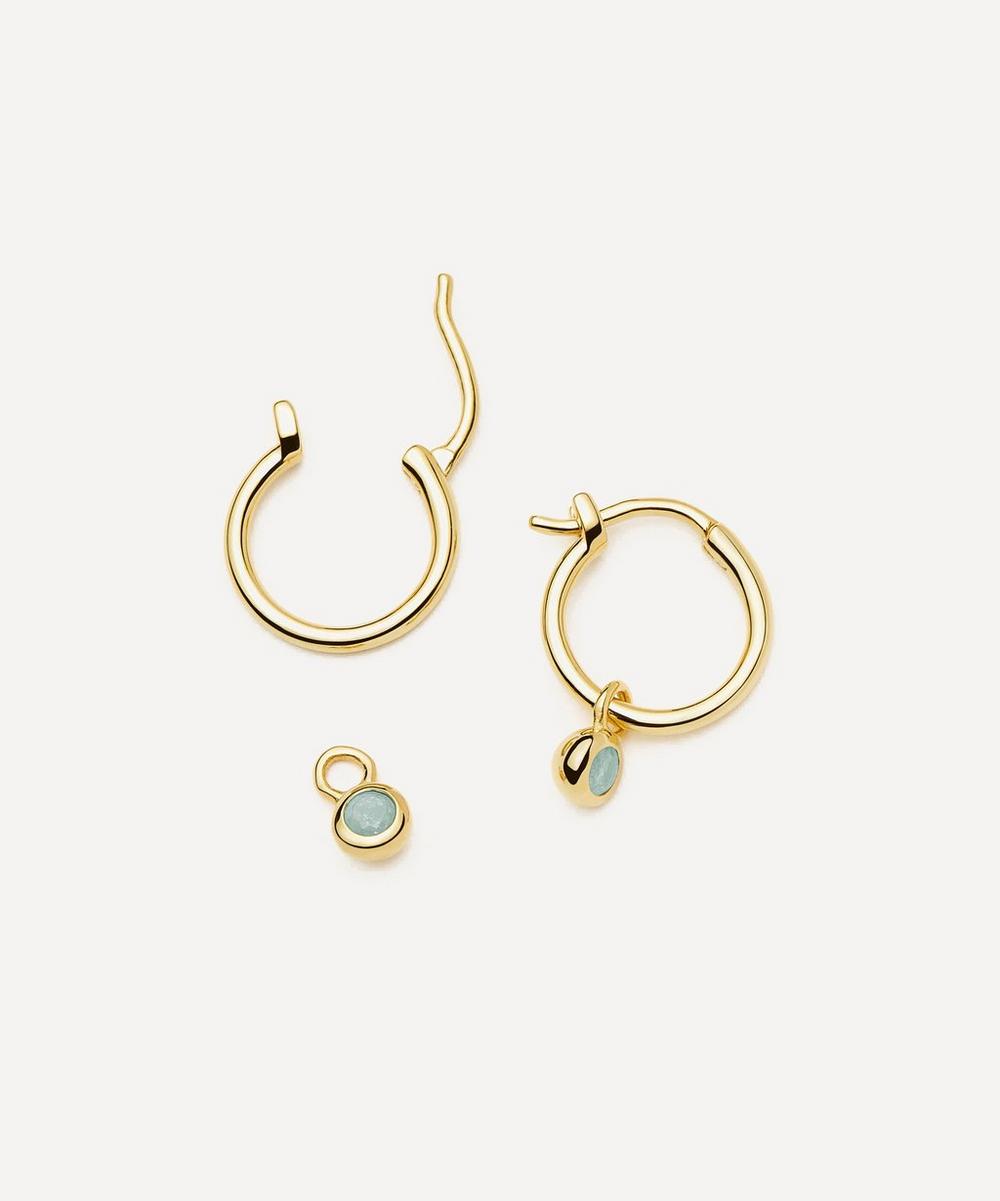liberty london Missoma 18ct Gold-Plated Vermeil Silver March Birthstone Mini Charm Hoop Earrings