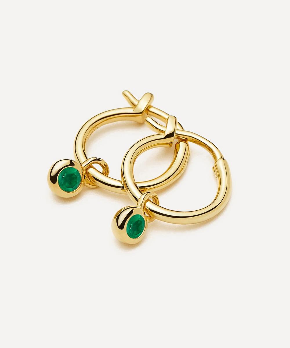 Liberty London Missoma 18ct Gold-Plated Vermeil Silver May Birthstone Mini Charm Hoop Earrings