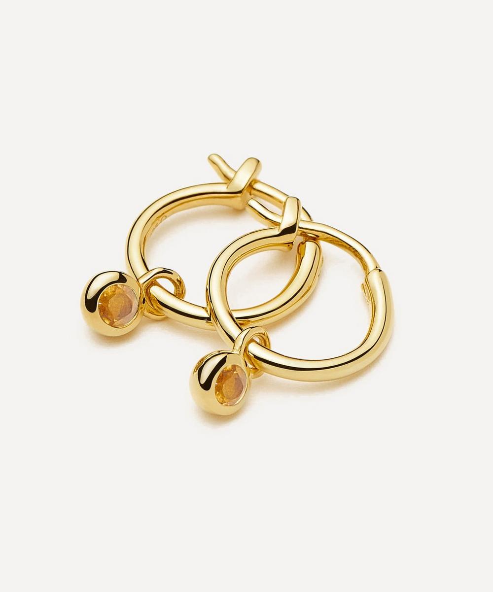 Liberty London Missoma 18ct Gold-Plated Vermeil Silver November Birthstone Mini Charm Hoop Earrings