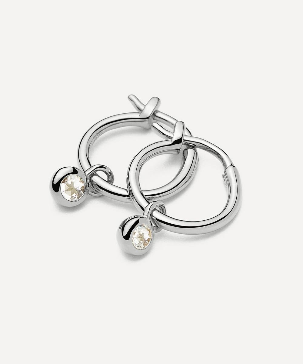 Liberty London Missoma Sterling Silver April Birthstone Mini Charm Hoop Earrings