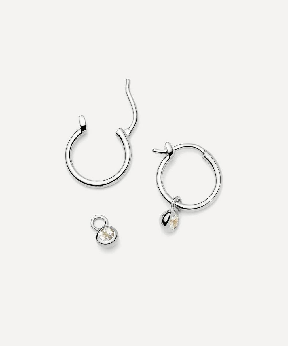 liberty london Missoma Sterling Silver April Birthstone Mini Charm Hoop Earrings