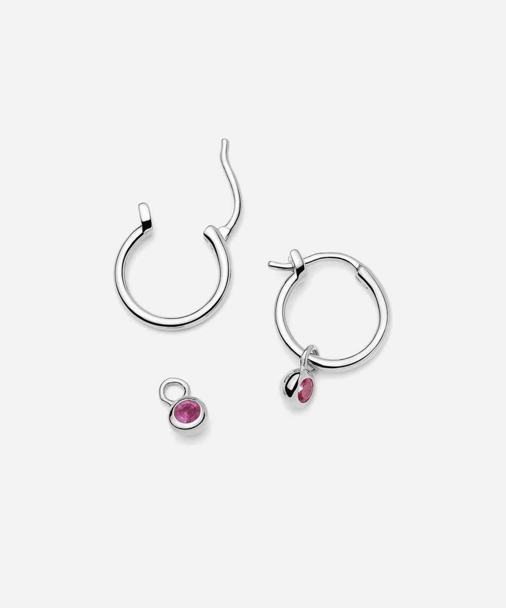 liberty london Missoma Sterling Silver February Birthstone Mini Charm Hoop Earrings