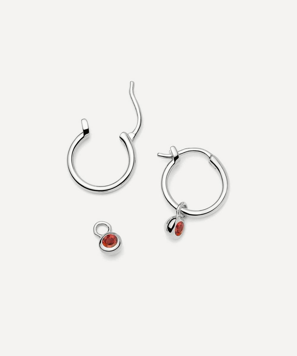 liberty london Missoma Sterling Silver January Birthstone Mini Charm Hoop Earrings