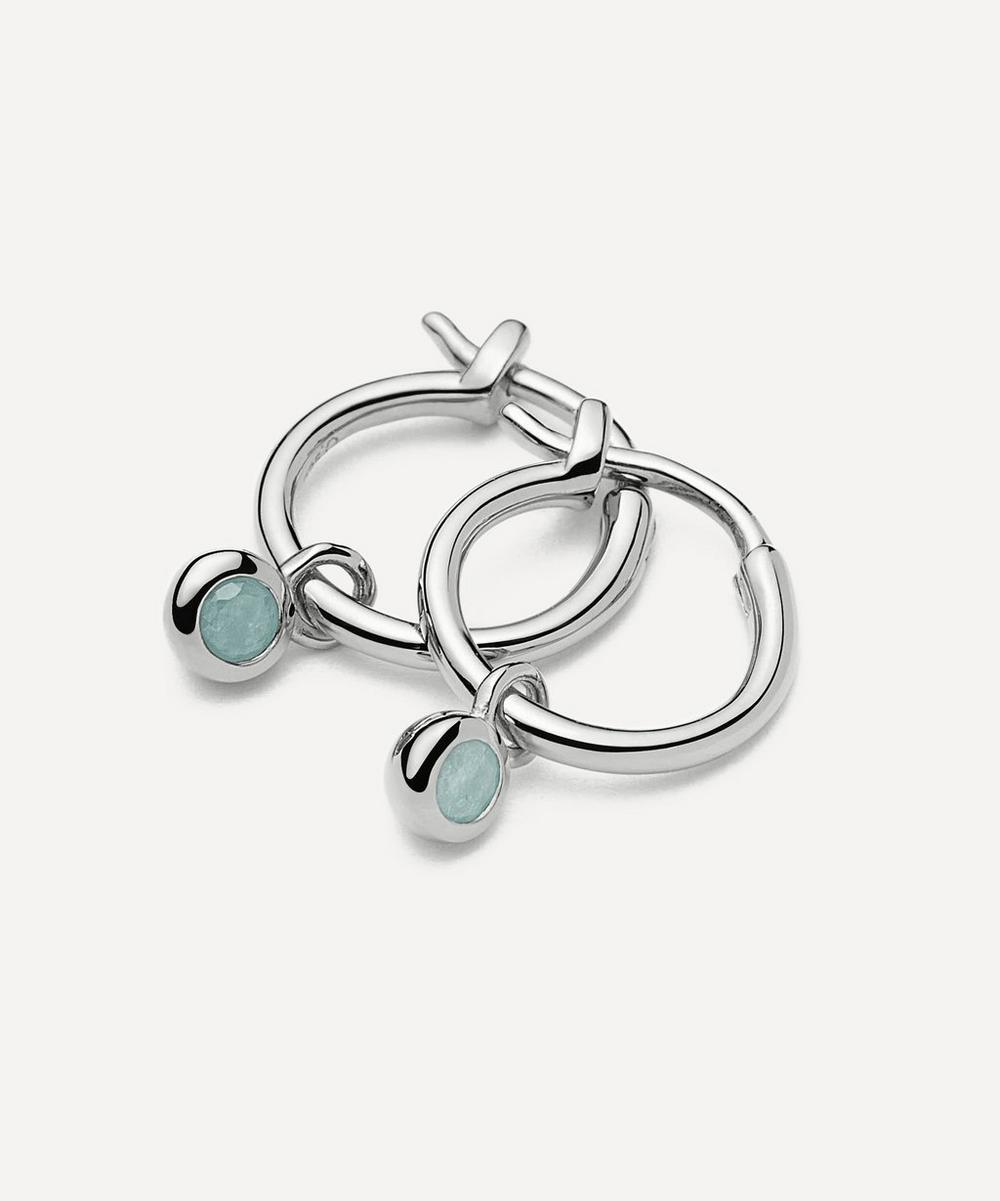Liberty London Missoma Sterling Silver March Birthstone Mini Charm Hoop Earrings