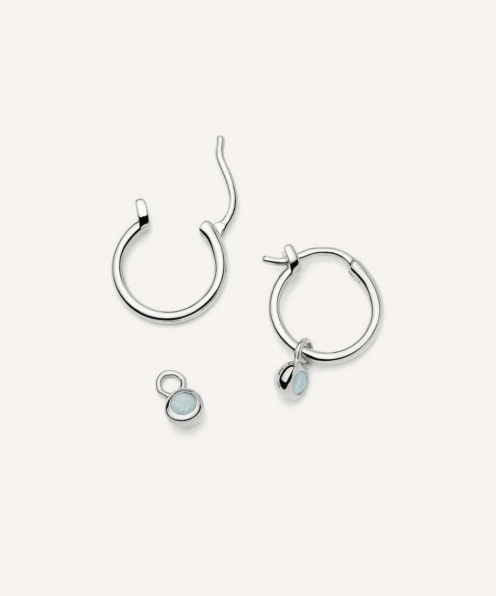liberty london Missoma Sterling Silver March Birthstone Mini Charm Hoop Earrings