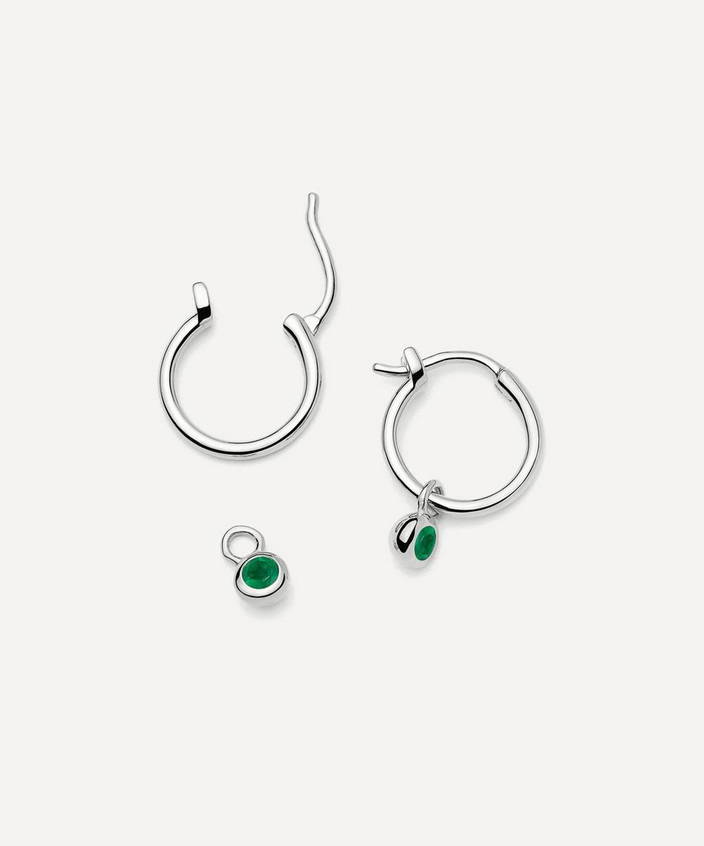 liberty london Missoma Sterling Silver May Birthstone Mini Charm Hoop Earrings