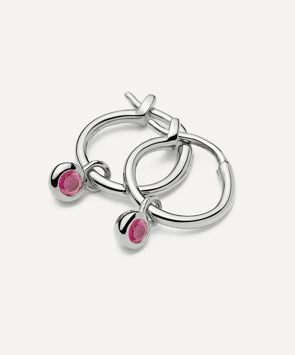 Liberty London Missoma Sterling Silver October Birthstone Mini Charm Hoop Earrings