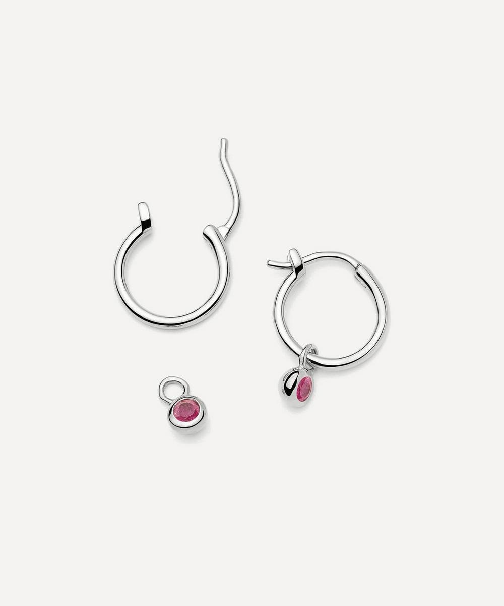 liberty london Missoma Sterling Silver October Birthstone Mini Charm Hoop Earrings