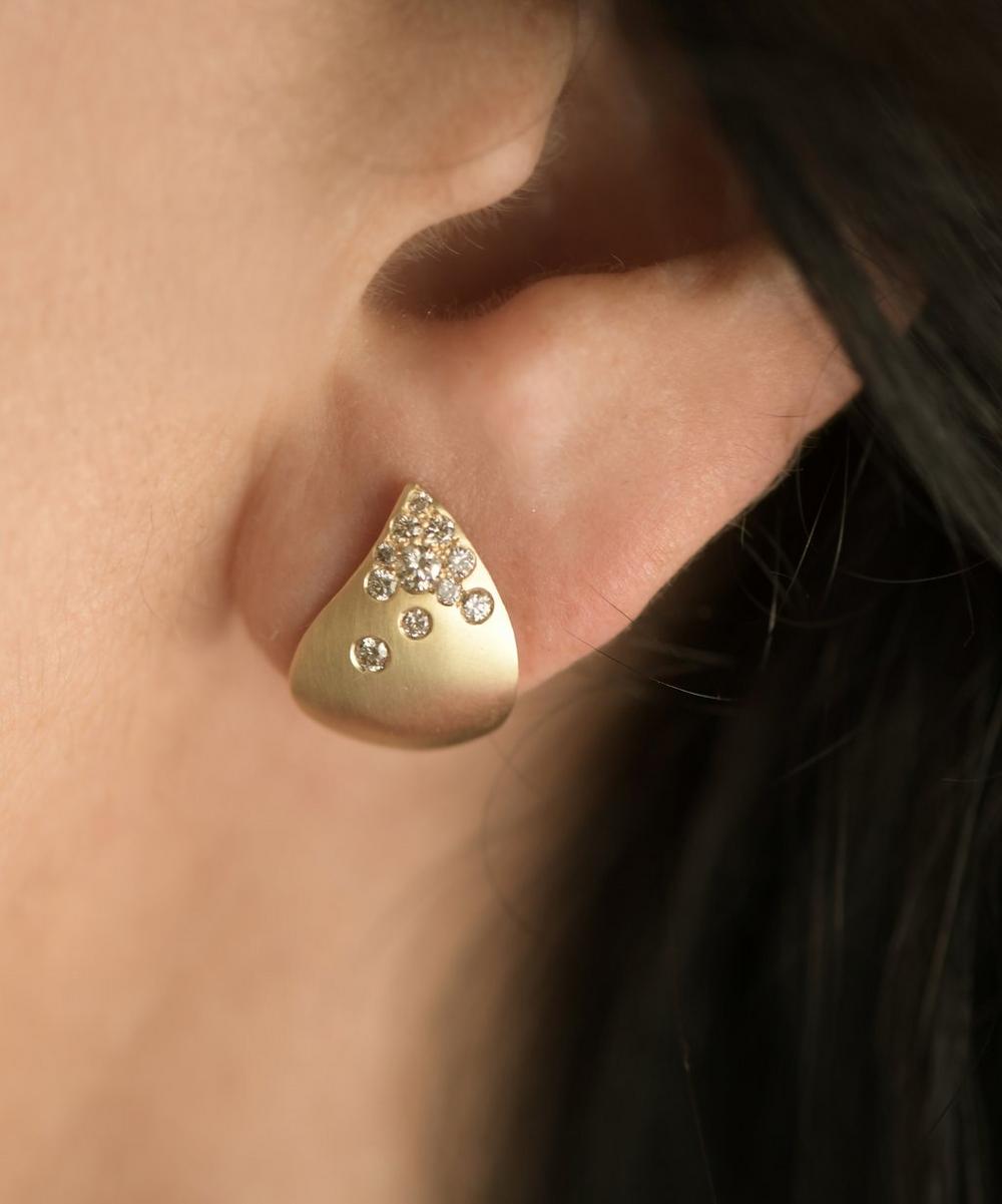 liberty london Nada Ghazal 18ct Gold Fuse Tear Stud Earrings