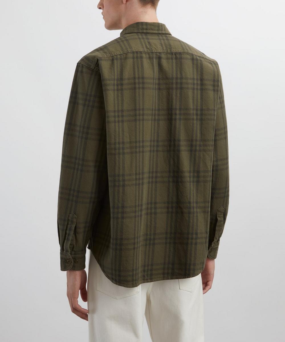 Liberty London Nudie Jeans Julian Worker Olive Check Shirt