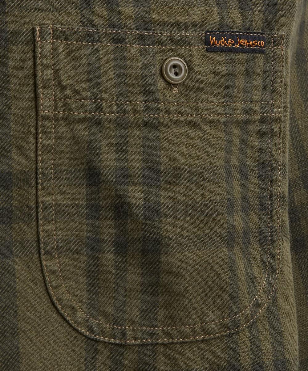 Liberty London Nudie Jeans Julian Worker Olive Check Shirt