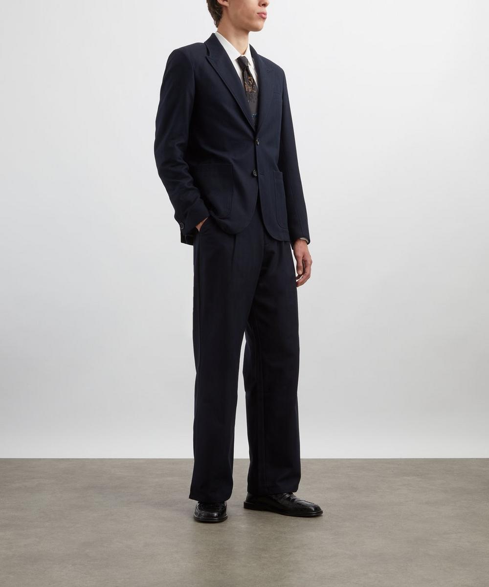 liberty london Oliver Spencer Navy Orsman Wide-Leg Trousers