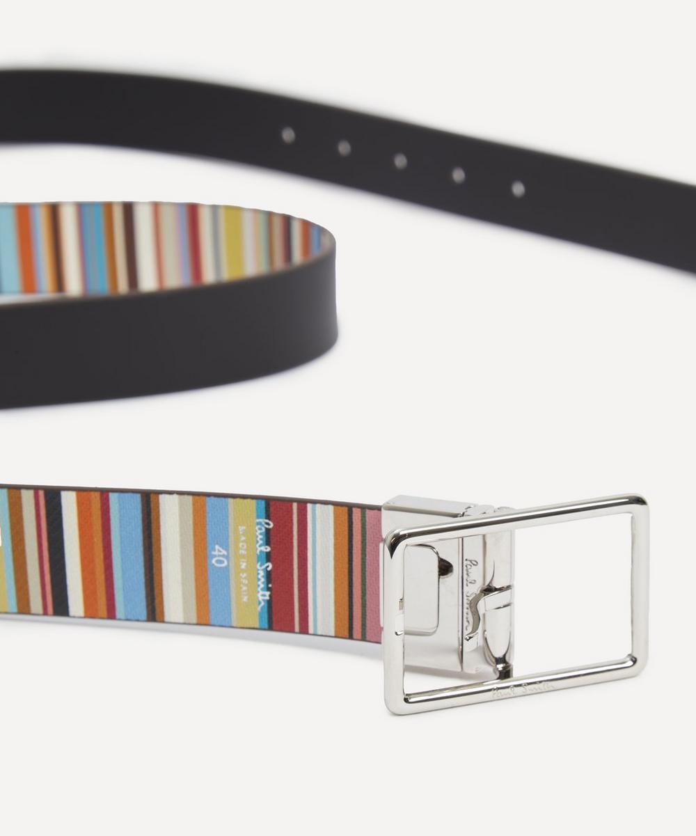 Liberty London Paul Smith Black Leather Reversible Signature Stripe Belt