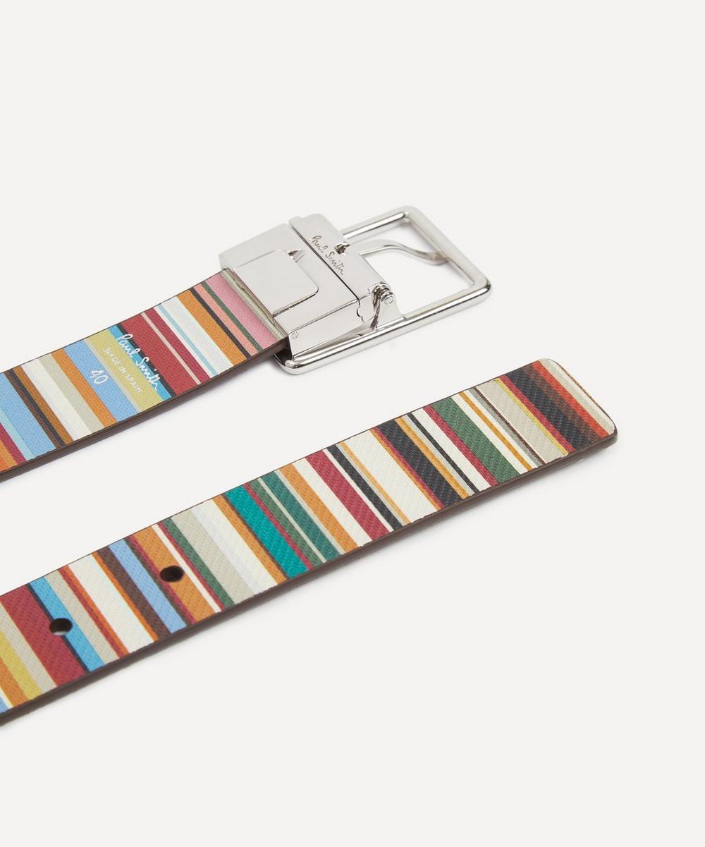 liberty london Paul Smith Black Leather Reversible Signature Stripe Belt