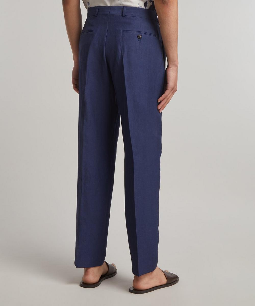Liberty London Paul Smith Navy Linen-Wool Chino Trousers