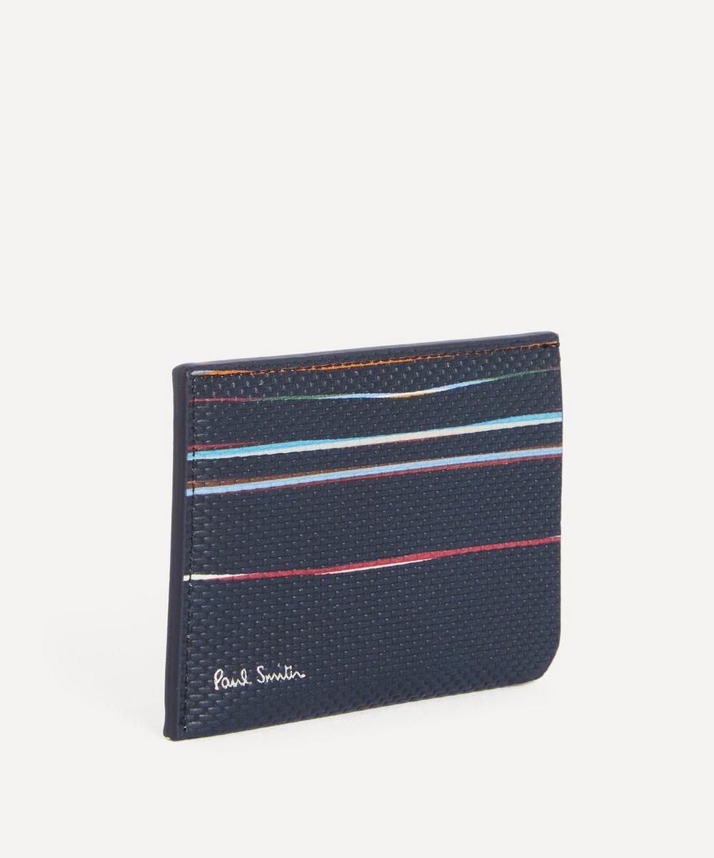 liberty london Paul Smith Navy Woven Leather Signature Stripe Double Card Holder