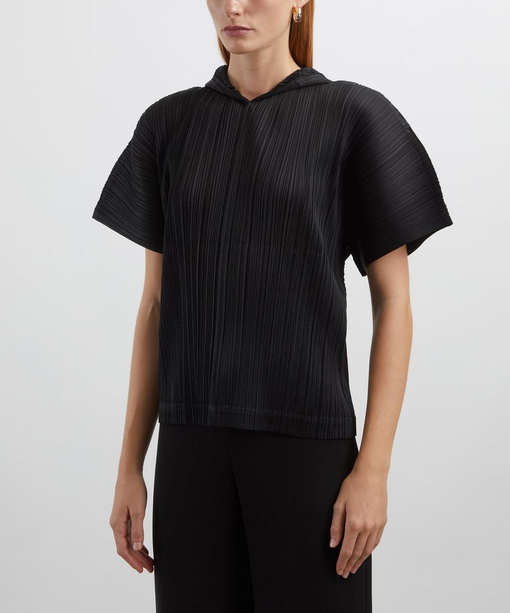 Liberty London Pleats Please Issey Miyake MONTHLY COLOURS: AUGUST Black Pleated Hooded Top