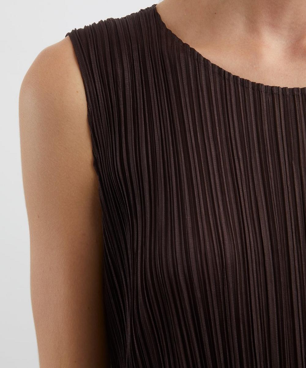 Liberty London Pleats Please Issey Miyake MONTHLY COLOURS: JULY Dark Brown Pleated Midi Dress